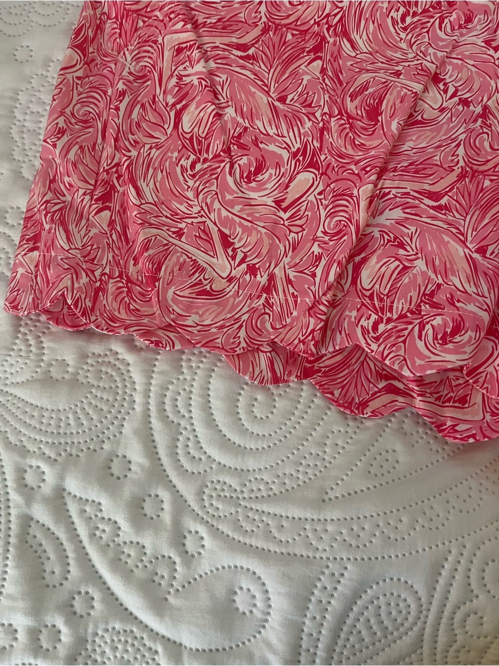 Lauren James Pink Marble-Print Scallop-Hem High-Waist Shorts M - Picture 4 of 9